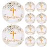 HOLIDYOYO 10pcs God Bless Baptism Confetti Paper Plates First Communion Dessert Dinnerware Disposable Dish Set view 1