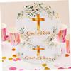HOLIDYOYO 10pcs God Bless Baptism Confetti Paper Plates First Communion Dessert Dinnerware Disposable Dish Set view 2