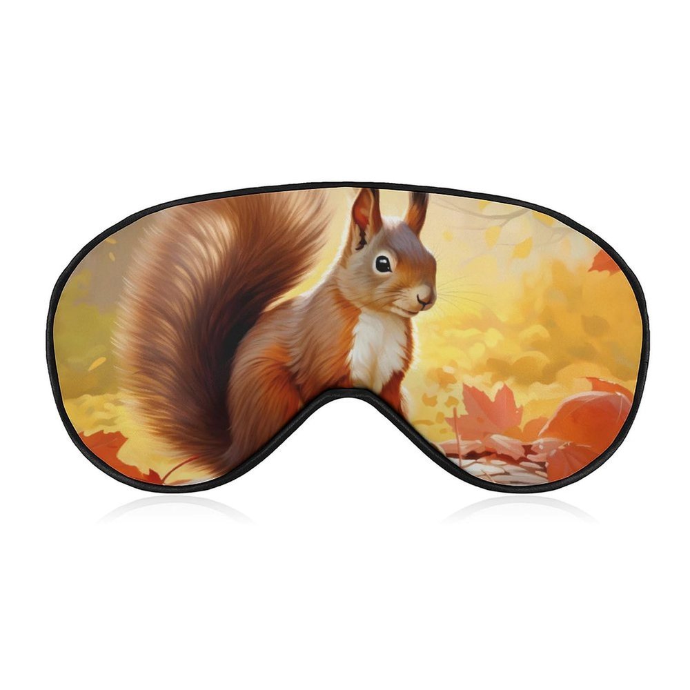 Fall Squirrel Sleep Mask Block Out Light Sleeping Eye Mask Comfortable Night Sleeping Mask Ultralight Travel Eye Cover for Women Men