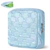 Desing Wish Sanitary Napkin Storage Bag Polyester Fabric Period Bag for Teen Girls Sanitary Pad Pouch for Sanitary Napkins/Tampons/Panty Liners Privacy Protector Pad Bag (Bubble-Check, Blue) view 1