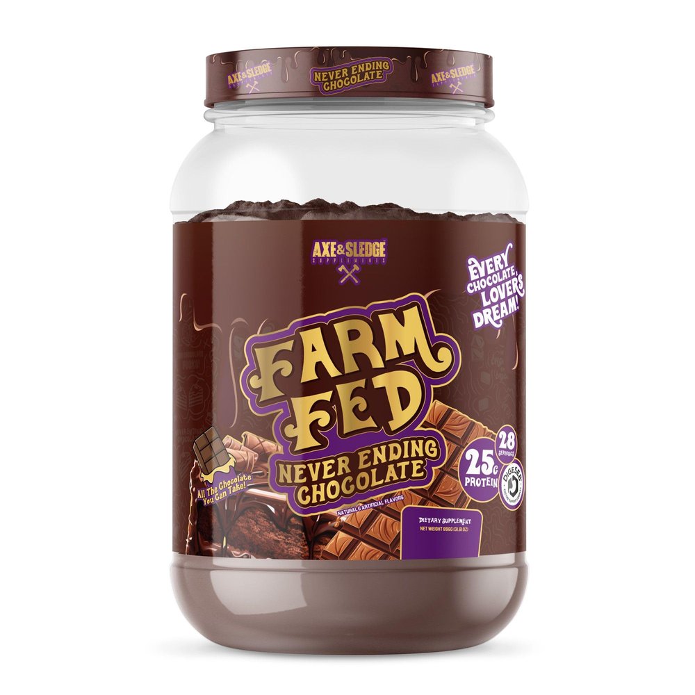 Axe & Sledge Farm Fed 100% Whey Protein Isolate | 25g Protein | Low Carb, Low Sugar, Gluten Free | Protein Powder for Men and Women | Keto | Made in The USA | 28 Servings, Never Ending Chocolate