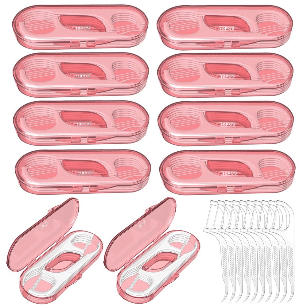 10 Pack Flosser Dispenser Dental Floss Case, Mini Floss Picks, Professional Toothpicks with Travel Case, Travel Purse Essentials for Teeth Cleaning, Portable and Hygienic