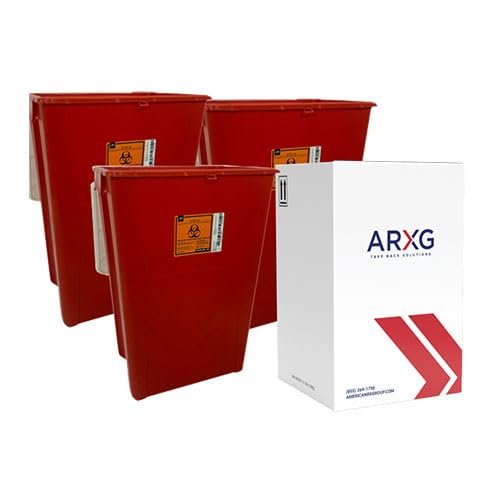 18gal (3PK) Mail-in Take Back Sharps Containers with Destruction Services for Safe & Environmentally-Responsible Needle Disposal | Home, Personal, Travel, and Professional Use