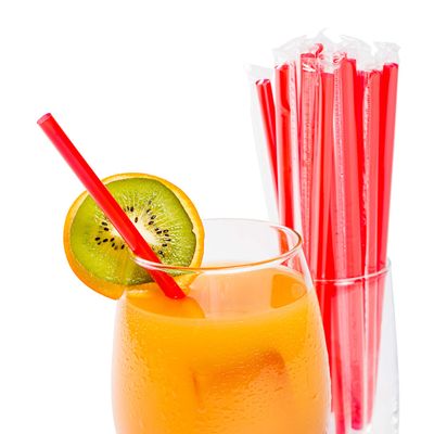 AmerCare 7.75 Inch Giant Red Poly Wrapped Straws, Case of 12,000