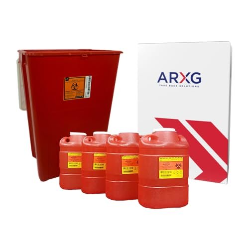 18gal (1PK) and 2gal (4PK) Mail-in Take Back Sharps Containers with Destruction Services for Safe & Environmentally-Responsible Needle Disposal | Home, Personal, Travel, and Professional Use
