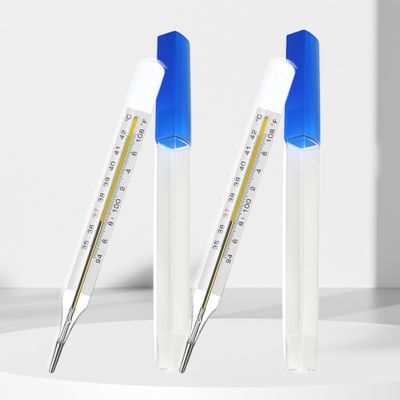 & Clinical Glass Thermometer for Underarm 2PCS - Classic Non Digital Thermometer for Adults - Accurate Easy Reading by AiBi TECH