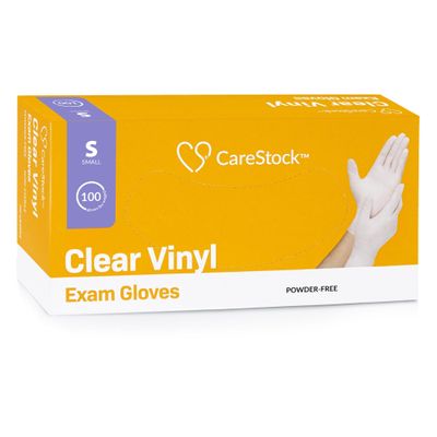 CareStock Clear Vinyl Exam Gloves [100 Count] Disposable, Powder-Free, Latex-Free, Food Safe, Medical Grade, Small