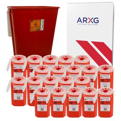18gal (1PK) and 1.5qt (20PK) Mail-in Take Back Sharps Containers with Destruction Services for Safe & Environmentally-Responsible Needle Disposal | Home, Personal, Travel, and Professional Use