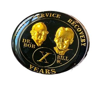 16 Year AA Founders Medallion Black Tri-Plate Sobriety Chip