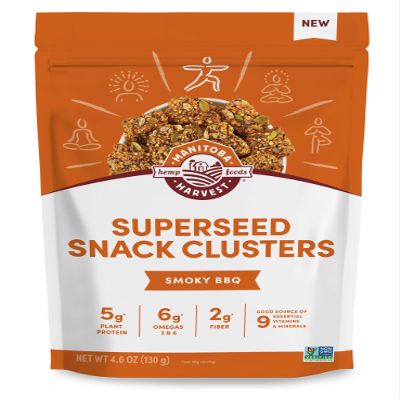 Manitoba Harvest Superseed Snack Clusters, Smoky BBQ - 4.6oz - 5g Plant Protein, 2g Fiber, 5g Omega 3 & 6 per 30g serving - Easy 6-in-1 Super Seeds Snacks - Vegan, Non-GMO Project Verified
