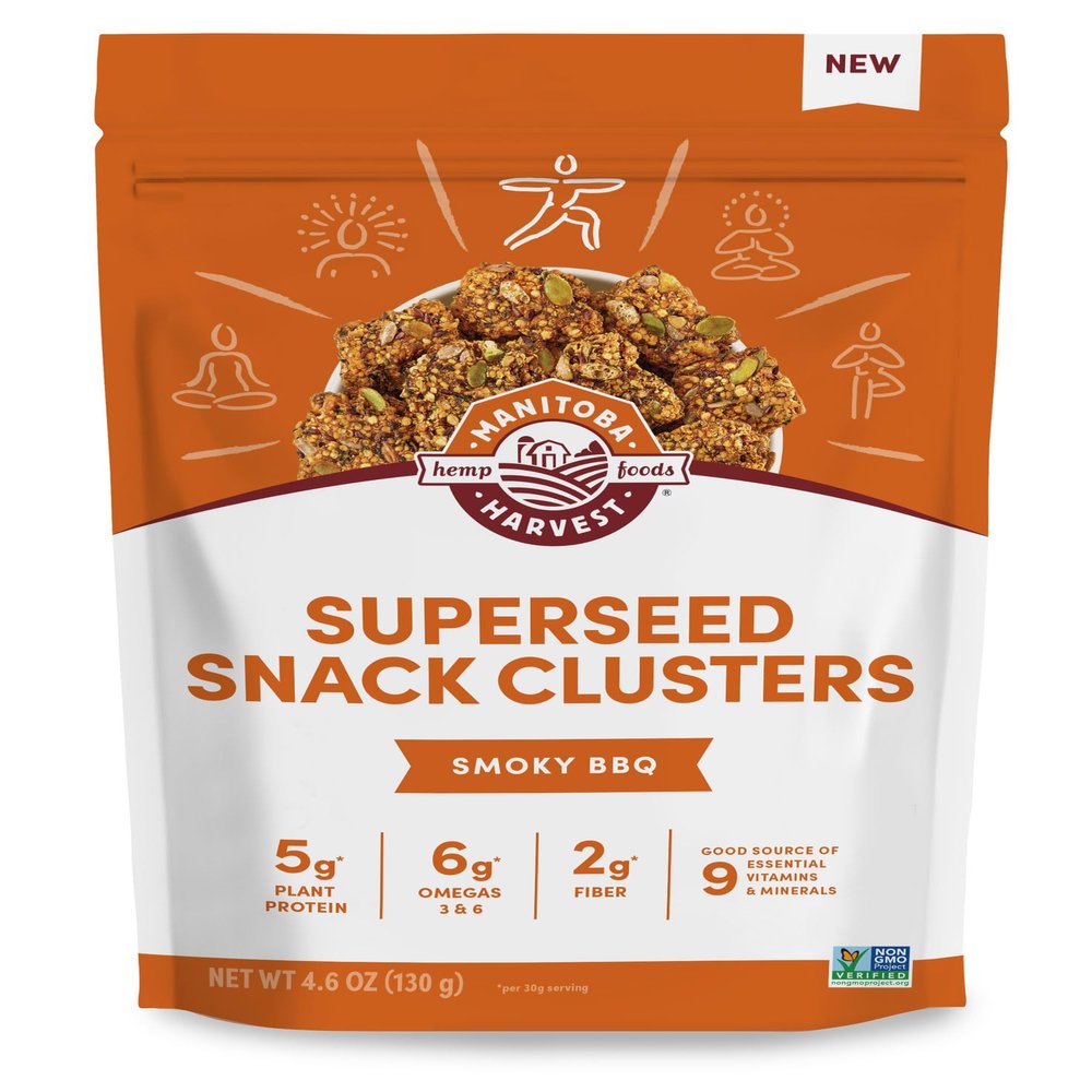 Manitoba Harvest Superseed Snack Clusters, Smoky BBQ - 4.6oz - 5g Plant Protein, 2g Fiber, 5g Omega 3 & 6 per 30g serving - Easy 6-in-1 Super Seeds Snacks - Vegan, Non-GMO Project Verified