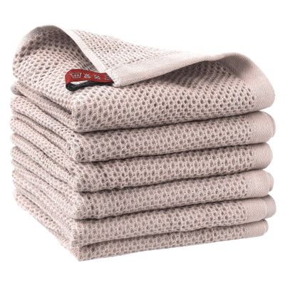uxcell Cotton Cleaning Cloth, 6 Pack Cleaning Rag Solid Kitchen Towels for Dish Drying Washing Lint Free Rags for Cleaning 14" x 28" Pink