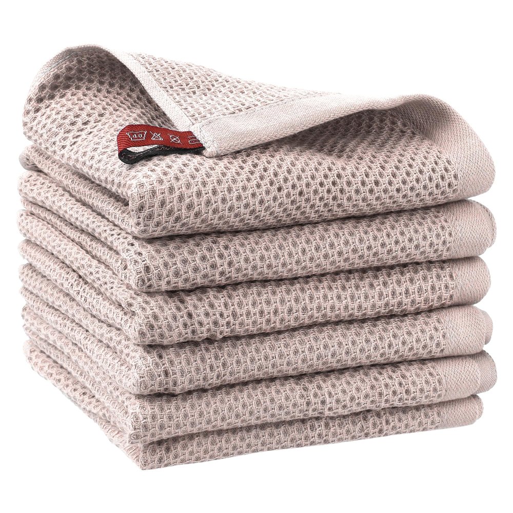 uxcell Cotton Cleaning Cloth, 6 Pack Cleaning Rag Solid Kitchen Towels for Dish Drying Washing Lint Free Rags for Cleaning 14" x 28" Pink