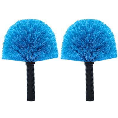 2 Pack Blue Robust Cobweb Duster Head Brush//Superior Twist-On Web Cleaning Tool//Spider Web Remover Brush Compatible with Standard 3/4 Inch Threaded Poles for Outdoor & Indoor//Brush Head Only