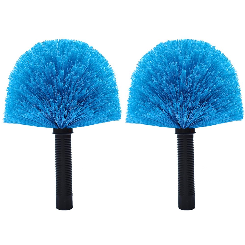 2 Pack Blue Robust Cobweb Duster Head Brush//Superior Twist-On Web Cleaning Tool//Spider Web Remover Brush Compatible with Standard 3/4 Inch Threaded Poles for Outdoor & Indoor//Brush Head Only