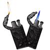 Magic Dual Flame Crocodile Lighter, Torch & Soft Flame Creative Windproof Croc Torch Lighter, Cool Dual Jet Flame Butane Lighter, Refillable Butane Lighter for Outdoor Indoor (Black) view 1