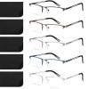 ORANZI 5 pack Archives style Blue Light Blocking Reading Glasses Men, Half Metal Frame Spring Hinge Durable Readers Men Women (L1 Mix Color, 4.00) view 1