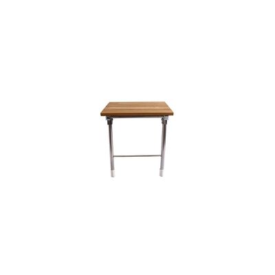 HomeStock Wall Mount Foldable Shower Seat - Natural Teak Wood Bench - Bathroom Seating - Space Saving Design