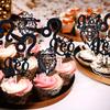 12Pcs Leo Cupcake Topper, Big Leo Energy/Cancer Season, 12 Constellation July/August Birthday Cupcake Decoration, Horoscope Astrology Birthday Party Supplies, Black Glitter view 4