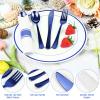 100Pack Blue Pre Rolled Plastic Silverware - Wrapped Blue Rolled Cutlery with Napkins, Heavy Duty Prerolled Plastic Silverware Set, Disposable Utensils with Dinner Napkins for Party view 3