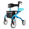 PLANET WALK Super Lightweight Rollator Walker for Seniors, Foldable Rolling Walker with Seat and 8" Rubber Wheels for All Terrain, Unique Design Aluminium Frame Sturdy Walkers for Traveling - Blue view 1