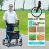 PLANET WALK Super Lightweight Rollator Walker for Seniors, Foldable Rolling Walker with Seat and 8" Rubber Wheels for All Terrain, Unique Design Aluminium Frame Sturdy Walkers for Traveling - Blue view 3