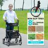 PLANET WALK Super Lightweight Rollator Walker for Seniors, Foldable Rolling Walker with Seat and 8" Rubber Wheels for All Terrain, Unique Design Aluminium Frame Sturdy Walkers for Traveling - Black view 3