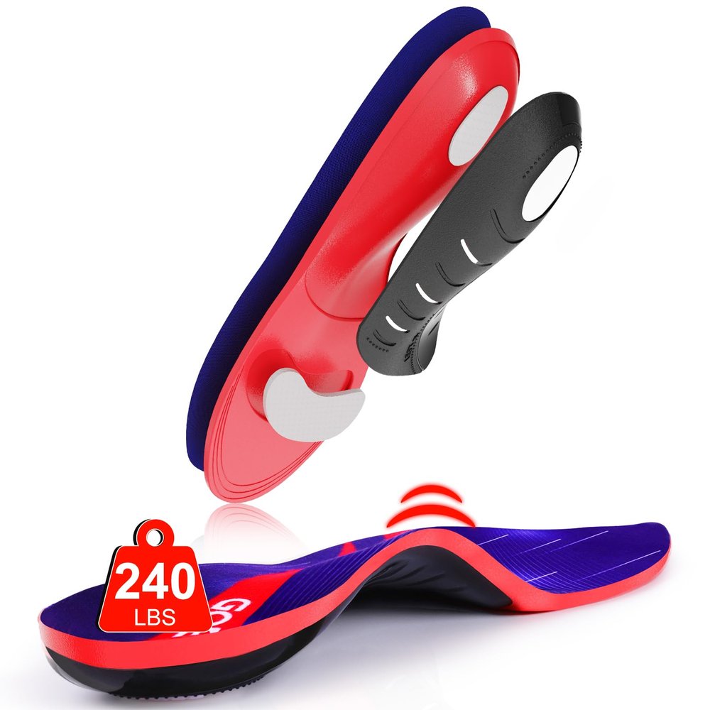 240+Ibs Plantar Fasciitis Insoles,High Arch Support Inserts for Men Women,Heavy Duty Support for Orthotics Inserts,Flat Feet Insoles (M(Men 9-10.5/Wmoen 10-11.5))