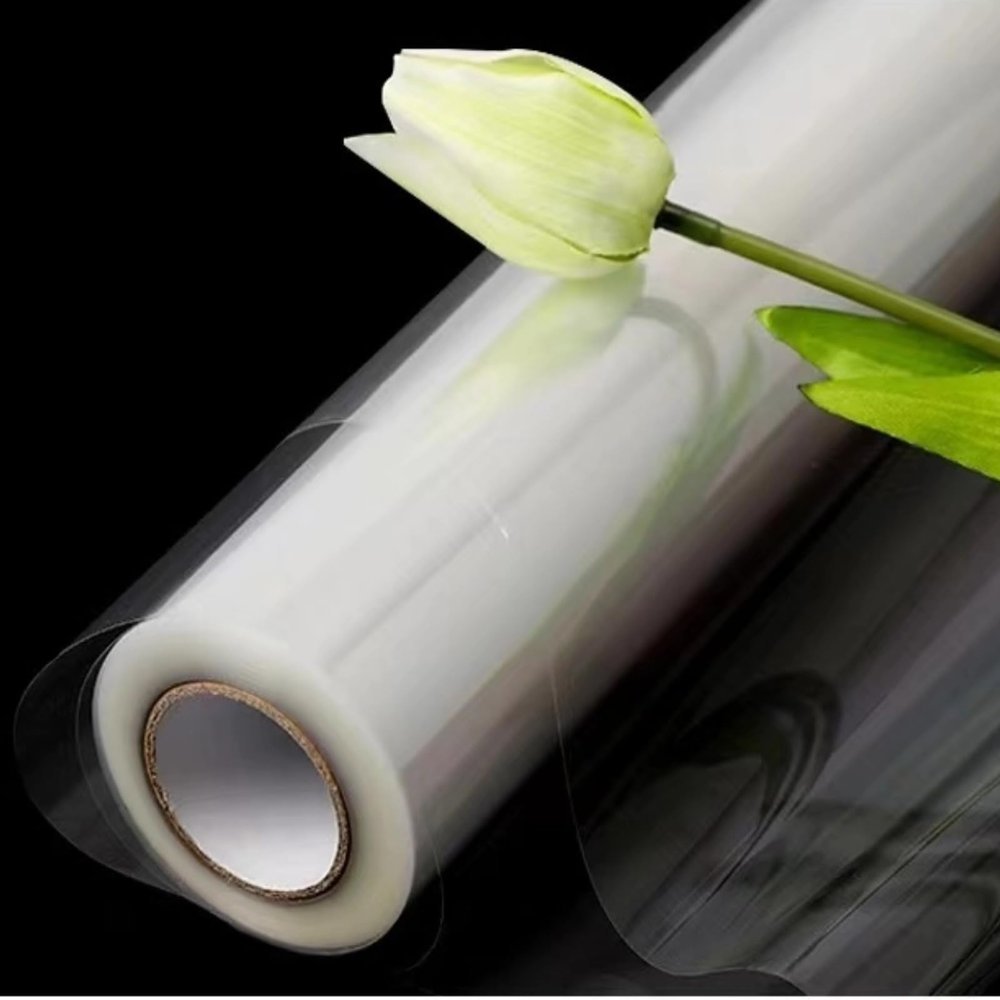 Vanhench 50 ft Clear Cellophane Wrap, 32" x 50' Folded 3Mil Thick Cellophane Wrap Roll for Gift Basket Treats Bouquet Flower Wrapping, Clear Plastic Wrap Valentines Easter Wrapping Paper (32" fold into 16")