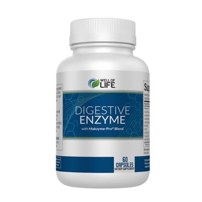 Well of Life Digestive Enzyme: 700mg, 60 Vegetarian Capsules, Enhance Digestive Health, Nutrient Absorption & Gut Health, Lactobacillus, Bromelain, Papain & More, All-Natural, Vegan, Made in USA