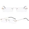 ABETOS Slim Rimless Reading Glasses Blue Light Blocking Ultra Lightweight Readers in Aluminum Case for Men Women, Gold+2.0 view 3