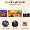 Artby7 100 Pack 4''x4'' Halloween Treat Bags for Candy or Cookies, Self Adhesive Small Candy Snake Goodie Bags for Halloween Party Favor and Gift Packing, Trick or Treat Bags view 2