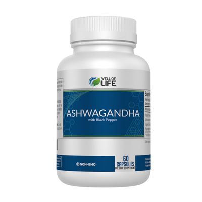 Well of Life: Ashwagandha 650mg + Black Pepper Extract 60 Veg Capsules: Enhanced Sleep & Well-Being. Adrenal Health Support. Non-GMO, GMP Certified. Made in USA.