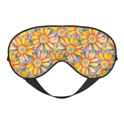 Seocka Multi-Colored Daisies Botanical Sleep Mask Adjustable Sleep Eye Mask Blindfold Block Out Light Eye Cover Eyeshade for Travel Yoga Nap Shift Work