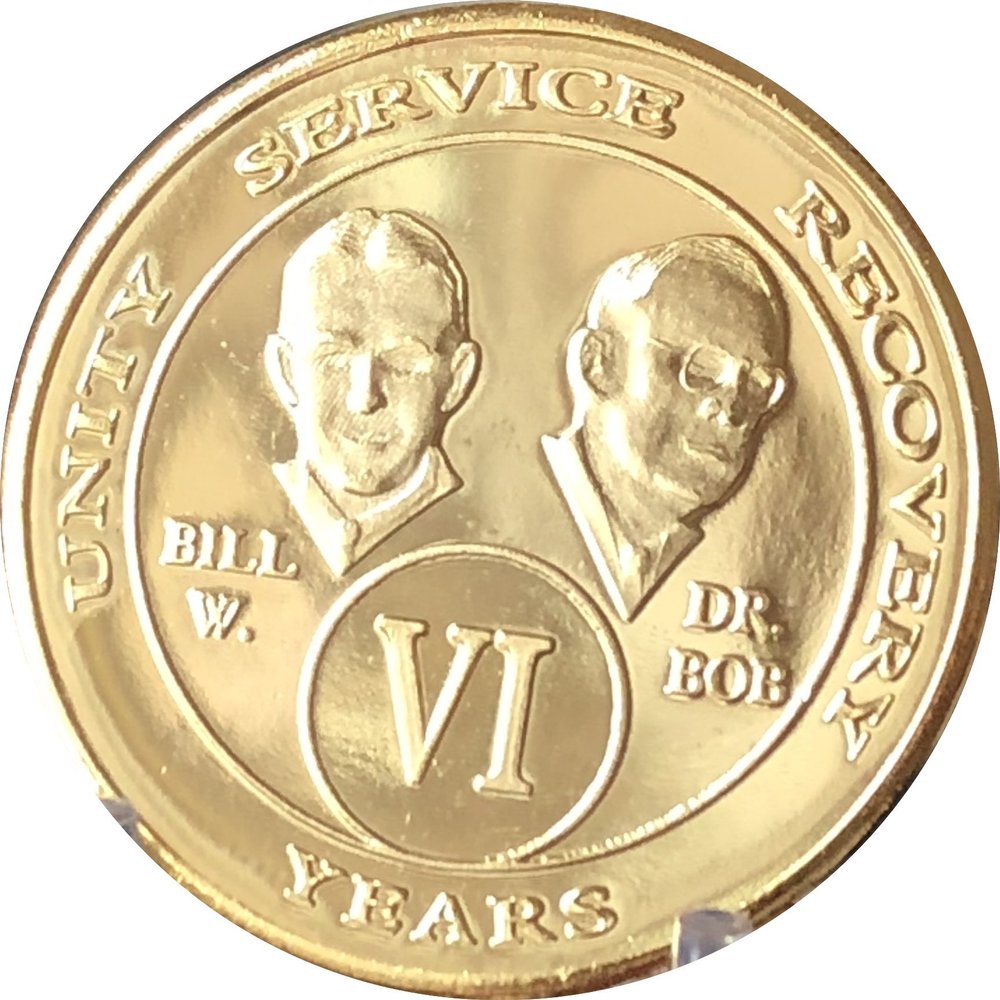 27 Year AA Founders Medallion Gold Plated Sobriety Chip