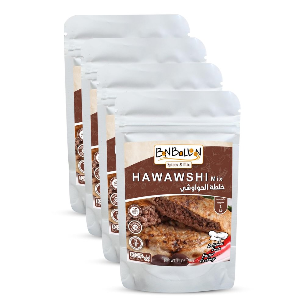 4 Pack Hawawshi Mix Powder Natural Perfect Cooking Herb Spice Mix Seasoning Blend Baharat Herbal Cuisine Herbs Spices Baharat Food Delicious Halal (5.64 oz / 160 gm)  