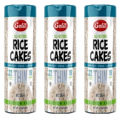 Galil Thin Rice Cakes No Salt | All Natural, Non-GMO, Vegan, Kosher, Gluten-Free Rice Cakes 3.5 Ounce (Pack of 3)