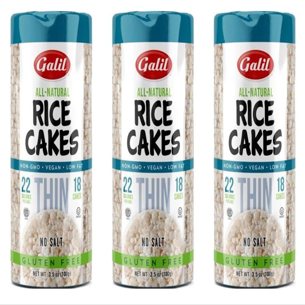Galil Thin Rice Cakes No Salt | All Natural, Non-GMO, Vegan, Kosher, Gluten-Free Rice Cakes 3.5 Ounce (Pack of 3)