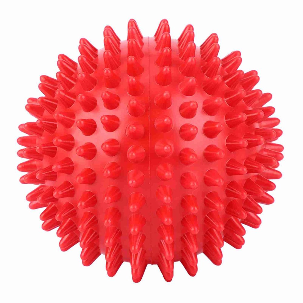 Akozon Red Spiky Fitness Massage Roller Ball - 7.5cm - Plastic Body Massage Ball for Finger Relaxation & Muscle Recovery (Small Size 7.5cm)