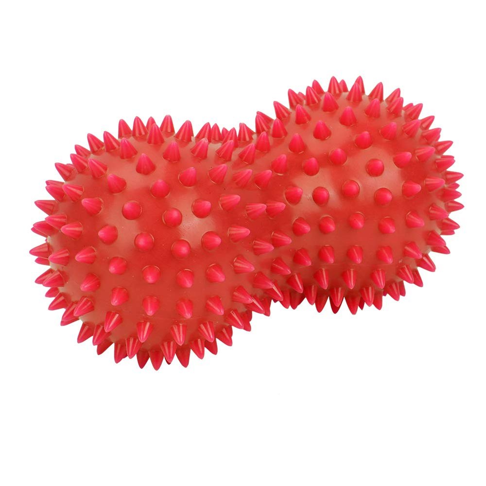 Akozon PVC Spiky Peanut Shaped for Back, Feet & Relief Deep Tissue Fitness Roller, Ergonomic Design, Red