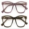 V.W.E. 2 Pairs Women Large Translucent Optical Frame Reading Glasses - Clear Lens Fashion Reader ZT104 (Purple Grey, 1.50, x) view 1