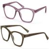 V.W.E. 2 Pairs Women Large Translucent Optical Frame Reading Glasses - Clear Lens Fashion Reader ZT104 (Purple Grey, 1.50, x) view 2