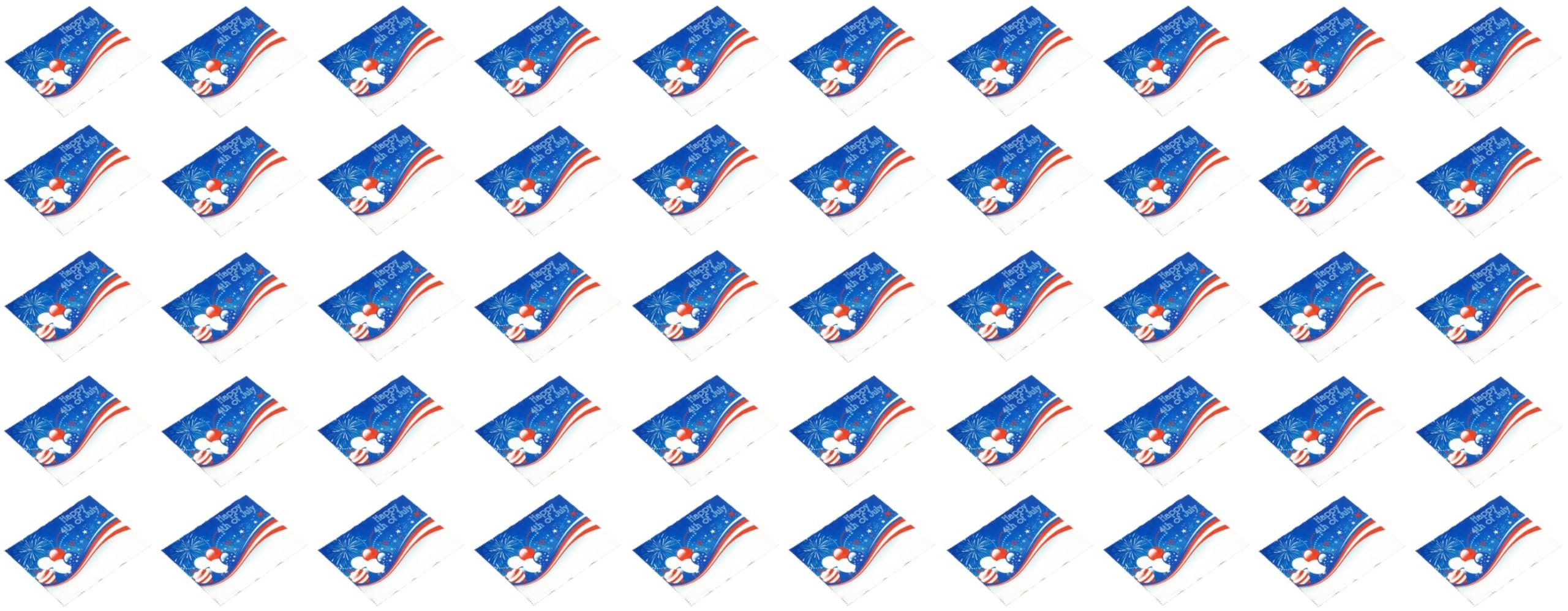 Calabria 50 Pack July 4th Cleaning Cloth Red White Blue Stars Fireworks USA Independence Day Eyeglass Camera Lens TV Screens