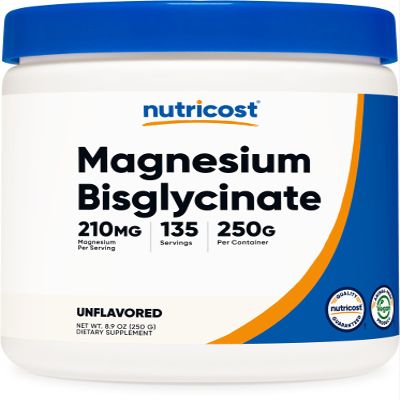 Nutricost Magnesium Bisglycinate Powder (Unflavored, 250 Grams) - Non-GMO, Vegan Supplement