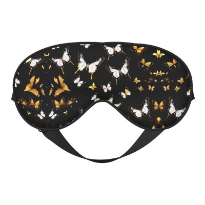 SSIMOO Gold White Butterflies Black Soft Sleep Eye Mask,Female Breathable Eye Patch,Perfect for Travel and Relaxation