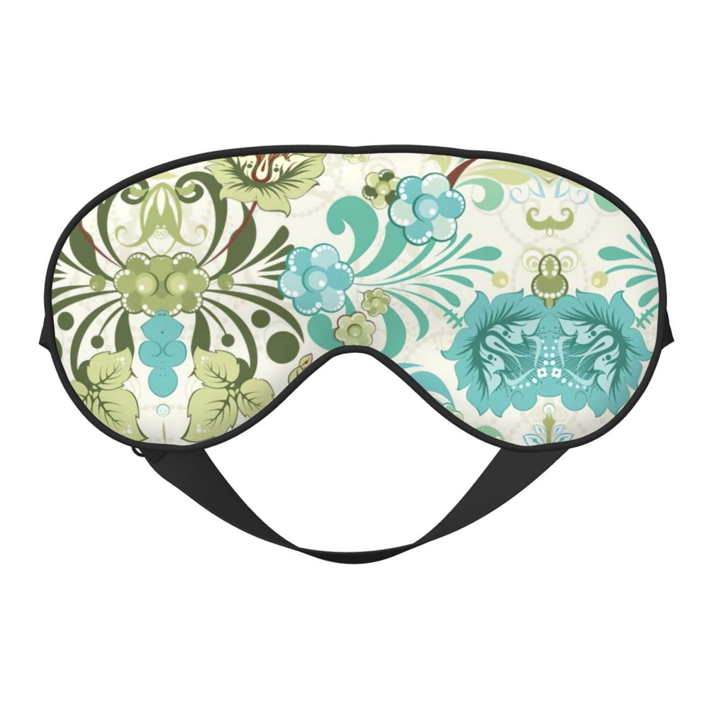 SSIMOO Green Flower Soft Sleep Eye Mask,Female Breathable Eye Patch,Perfect For Travel And Relaxation