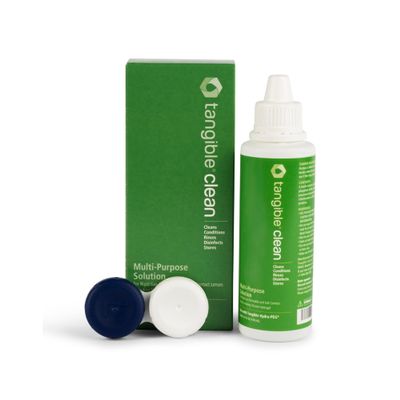 Tangible Clean Multi-Purpose Contact Lens Solution with Lens Case, Travel Size 3.4 FL Oz