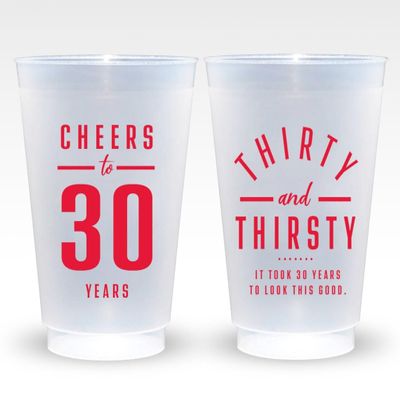 25pcs Personalized Frosted Plastic Cups, Years Birthday Frosted Cups, Thirty Thirsty Birthday Frosteds Cup,Custom Birthdays Plastic Cup, Drinking Cups for Wedding Birthdays