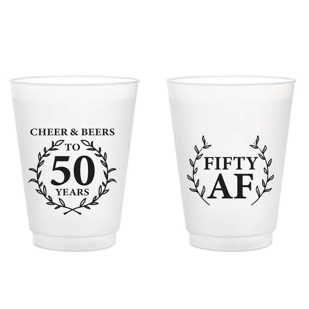 25pcs Personalized Frosted Plastic Cups, 50th Birthday Frosted Cup Favors, Custom 50th Birthday Plastic Cup,Drinking Cups for Wedding Birthdays