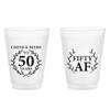 25pcs Personalized Frosted Plastic Cups, 50th Birthday Frosted Cup Favors, Custom 50th Birthday Plastic Cup,Drinking Cups for Wedding Birthdays view 1
